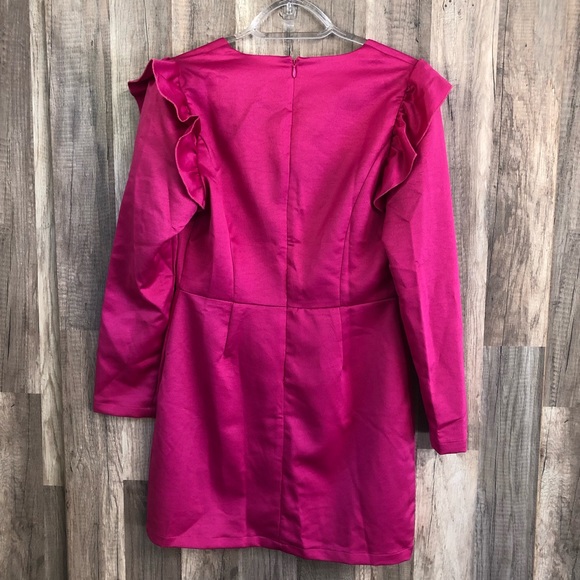 ASOS Glamorous Pink Shift Dress w Plunge Front - Picture 3 of 6